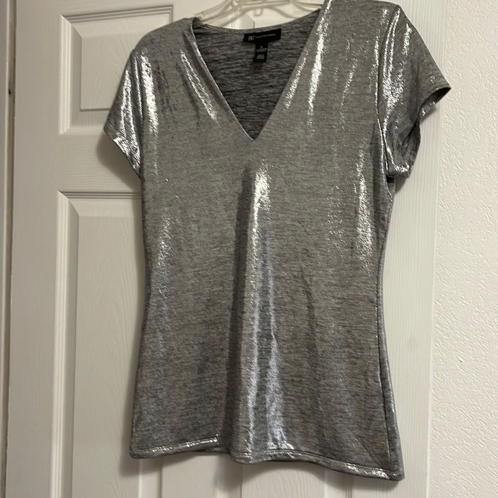 Metallic silver shirt